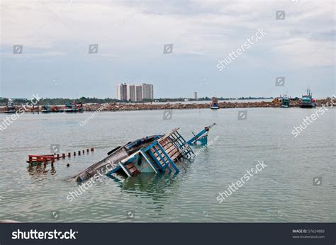 Sea Fishing Boat Sank Rayong Province Stock Photo 57624889 Shutterstock