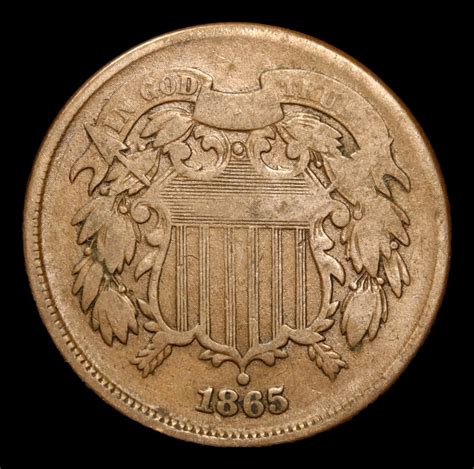 1865 Two Cent Piece 2c Grades F