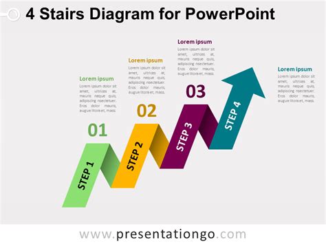 D Four Steps Arrows Staircase Powerpoint Diagram Slidemodel My Xxx