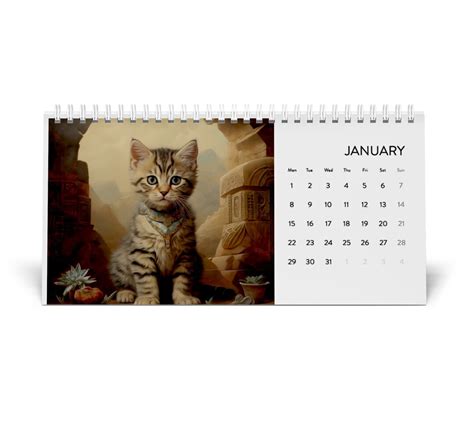 2024 Cat Desk Calendar A Brief History Of Cats Etsy