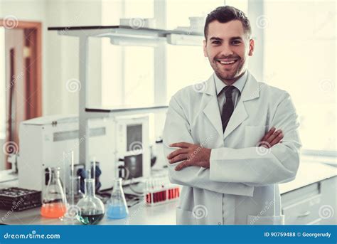Handsome Doctor In Laboratory Stock Photo Image Of Measure Caucasian