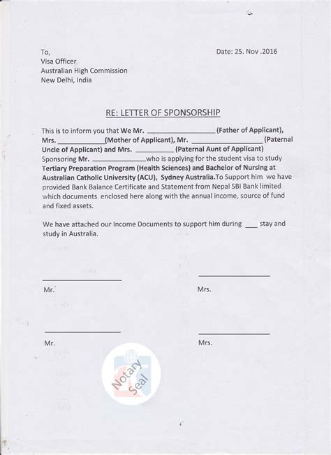 Sample Letter Of Affidavit Of Support For Immigration For Your Needs