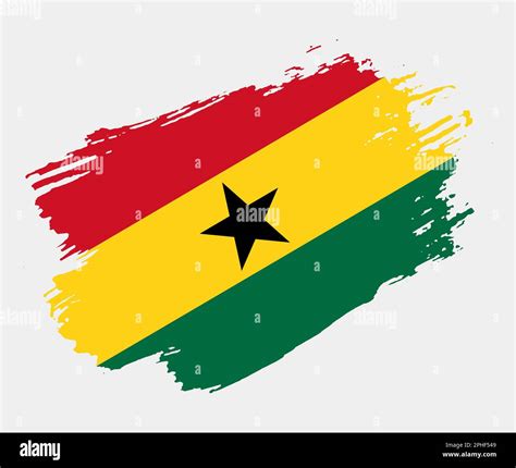 Artistic Grunge Brush Flag Of Ghana Isolated On White Background