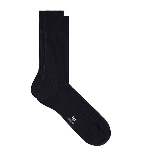 Doré Doré Navy Wool Ribbed Socks Harrods Uk