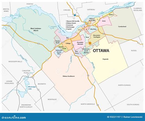 Ottawa Administrative And Political Map Stock Illustration