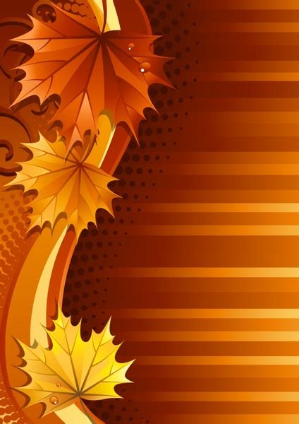 Autumn Background Dark Orange Leaves Curves Decor Free Vector In