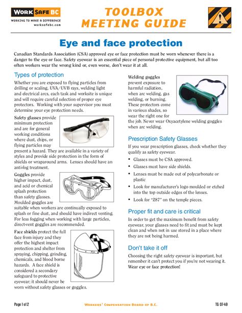 Eye And Face Protection Worksafebc