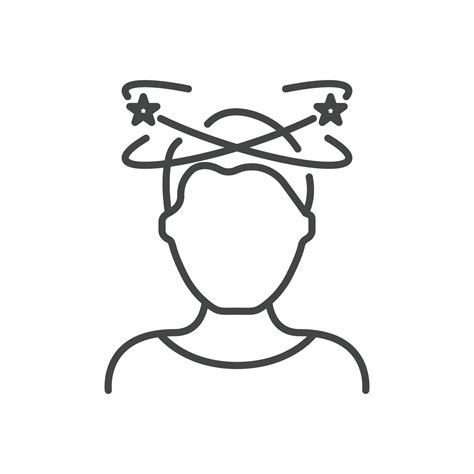 Dizziness Migraine Headache Distracted Head Linear Pictogram Front