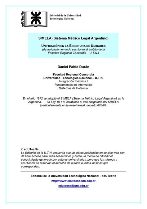 Simela Sistema Métrico Legal Argentino Daniel Pablo Durán