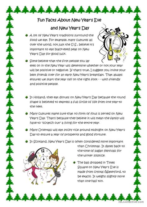 Fun Facts About New Years Eve And N English Esl Worksheets Pdf And Doc