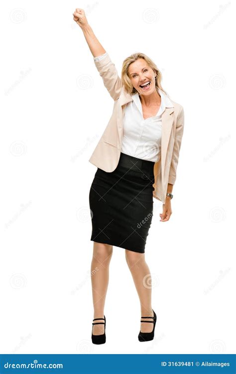 Mature Business Woman Celebrating Success Smiling Isolated On Wh Stock Image Image 31639481