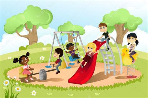 Children In Playground — Stock Vector © Artisticco 8178677