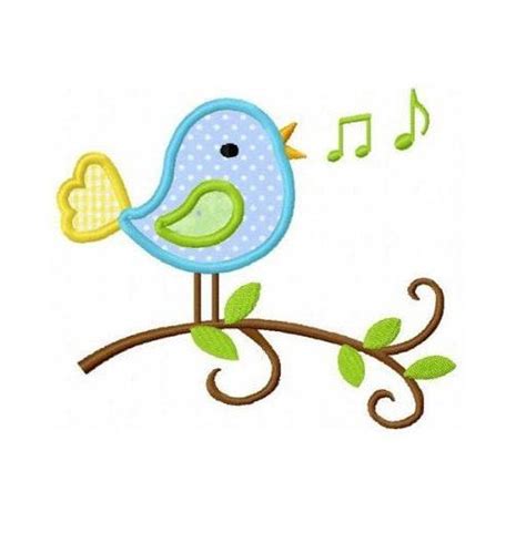 Singing Bird Applique Machine Embroidery Design Etsy