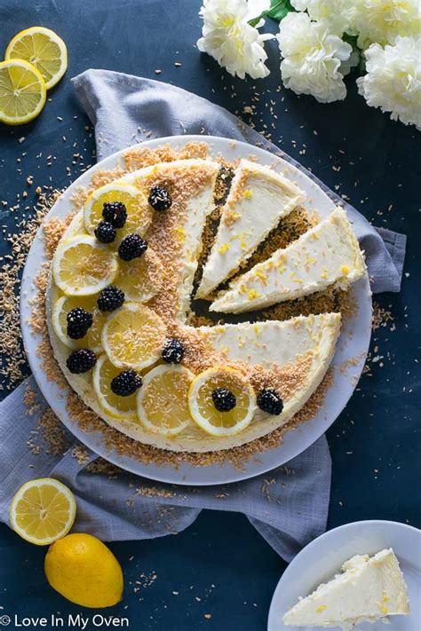Pour custard mixture over the cooled crust. Low Carb Lemon Cheesecake | Love In My Oven