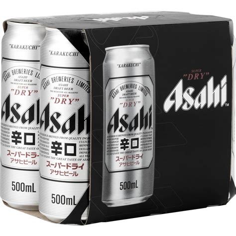Asahi Super Dry Lager Cans 500ml X 6 Pack Woolworths