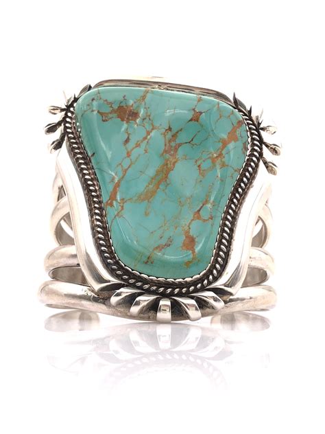 Lot Randy Hoskie Navajo Sterling Silver Turquoise Cuff