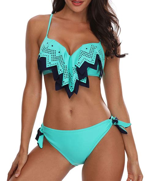 Buy Holipickwomen Two Piece Swimsuit Push Up Underwire Bikini Sets Sexy Bathing Suits Ruffle