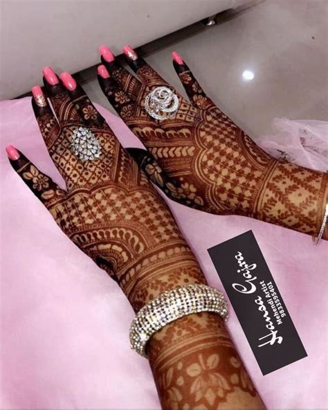 Simple Easy Bridal Mehndi Designs For Full Hands Rectangle Circle