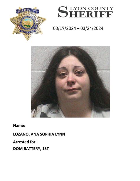 Lyon County Sheriff’s Office-Jail Division Bookings for March 17th to
