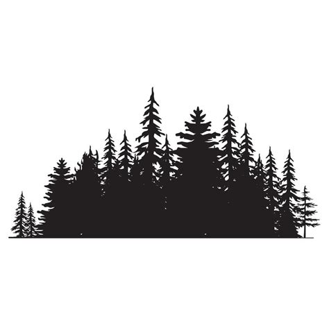 Vintage Trees And Forest Silhouettes Set In Monochrome Style Isolated