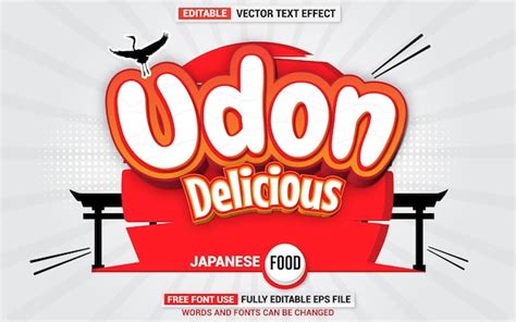 Premium Vector Udon Japanese Food 3d Text Effect