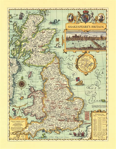 Shakespeares Britain Wall Map National Geographic Shop Mapworld