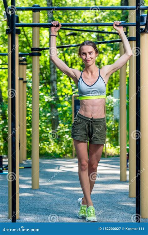 Slender Muscular Woman Posing At The Gym Stock Image Image Of