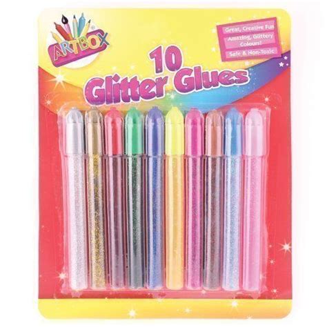 10 X Childrens Kids Glitter Glue Art Craft Pens Gold Silver Red Green