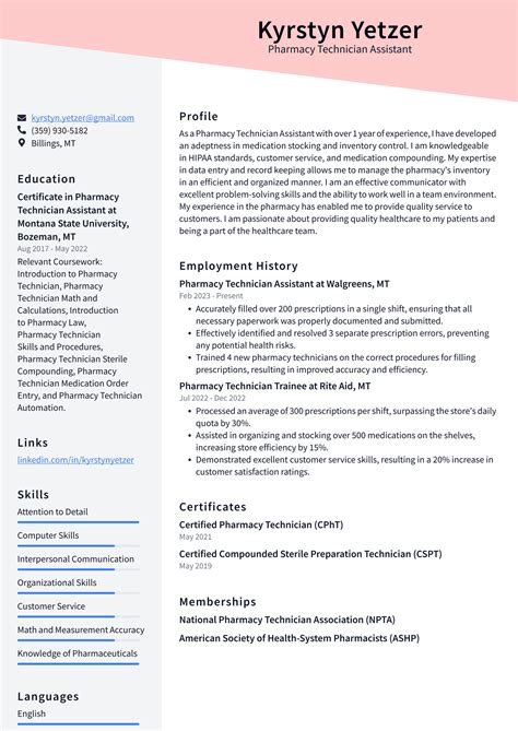 CVS Pharmacy Technician Assistant Resume Examples