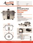 Avantco Rc Cup Cup Raw Electric Rice Cooker Warmer