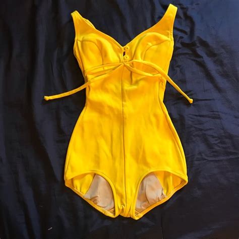 Vintage 1960s Swimsuit Bathing Suit Yellow Xxs Bathing