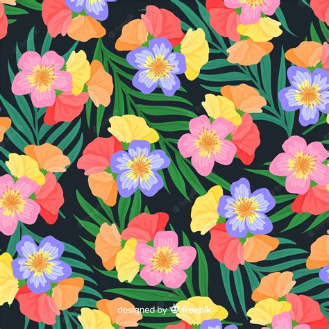 Free Vector Colorful Tropical Flower Pattern Background