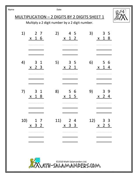 Orangeflowerpatterns 32 Math Worksheets Multiplication Grade 2 Pics
