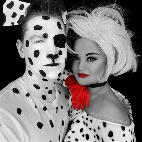 Cruella And Dalmatian Halloween Makeup Couple Costume Cute Halloween
