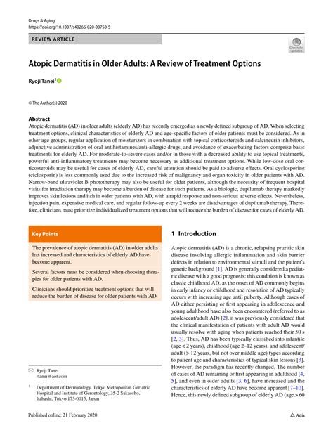 Pdf Atopic Dermatitis In Older Adults A Review Of Treatment Options