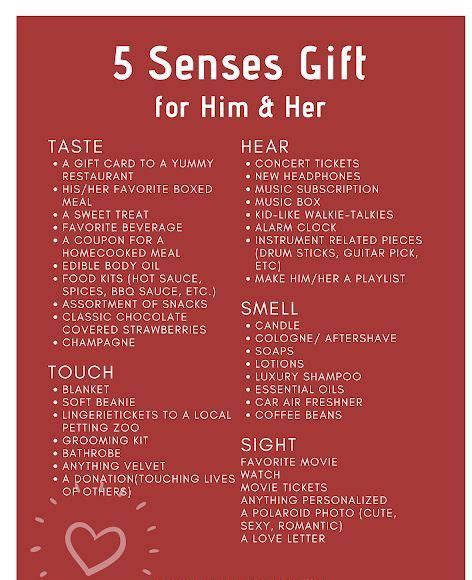 5 Senses Gift Ideas Birthday Gifts For Boyfriend Diy Valentines
