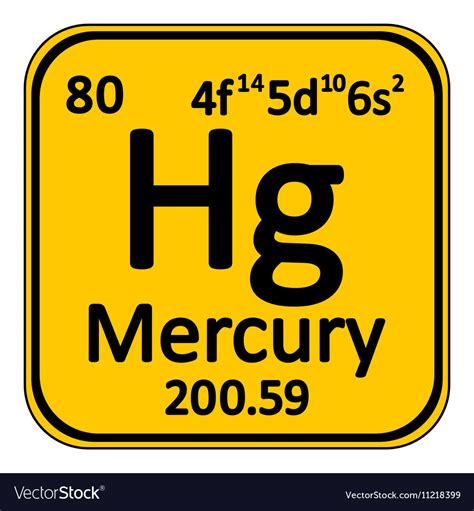 Periodic Table Element Mercury Icon Royalty Free Vector