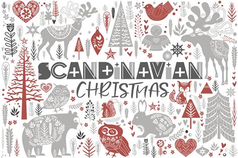 Scandinavian Christmas Set Animal Illustrations Creative Market