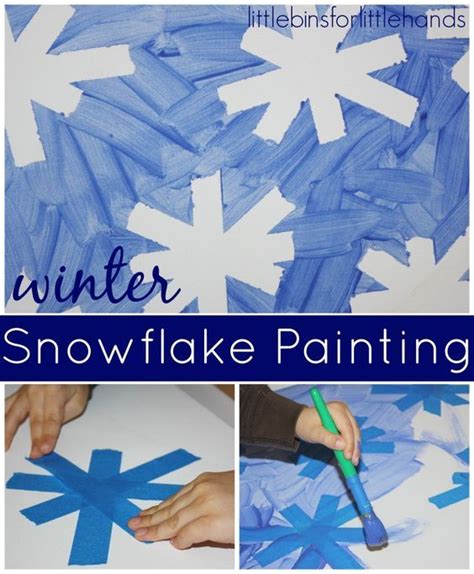 Snowflake Painting Tape Resist Activity For Winter Art Winter Crafts