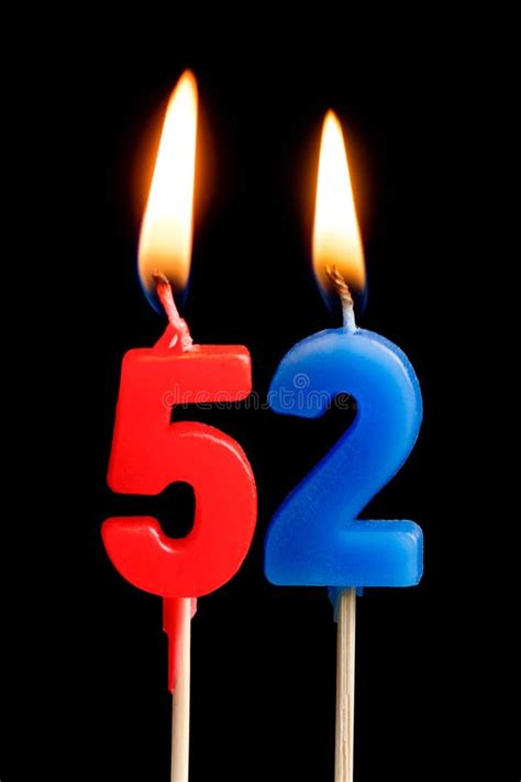 Burning Candles In The Form Of 52 Fifty Two Numbers Dates For Cake