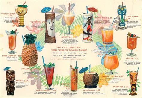 Vintage Tiki Drink Menu From La Mariana Sailing Club Honolulu Hawaii