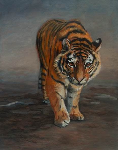 Fine Art By Pat Koscienski Crouching Tiger Acrylic Wildlife