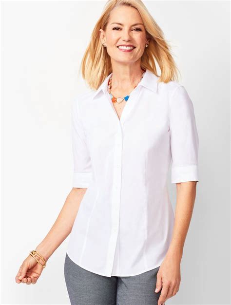 Perfect Shirt Elbow Length Sleeves Solid Talbots