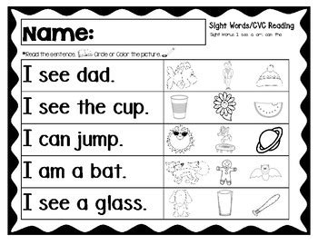 Usually cvc words are the first words to teach when introducing reading by phonics. Kinder Word Work: CVC Word Reading, Simple Sentences by ...