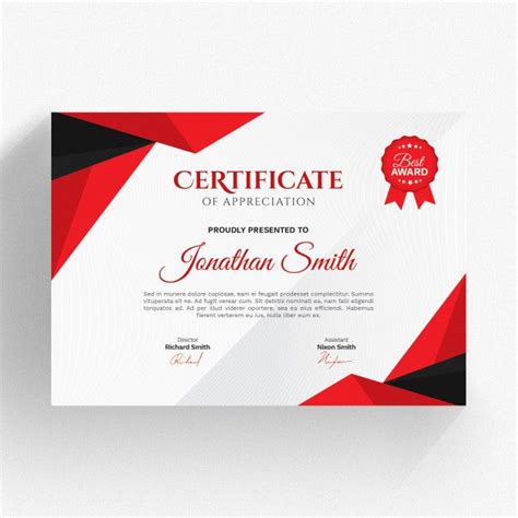 Modern Red And Black Certificate Template Certificate Design Template