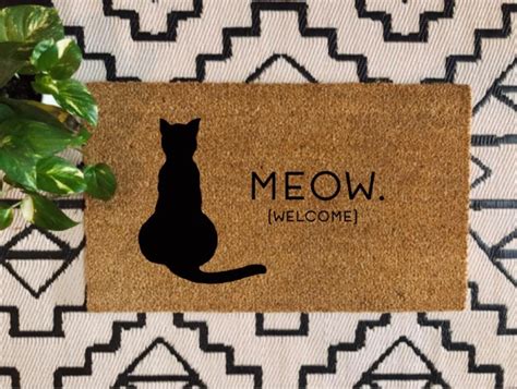 Meow Welcome Doormat Cat Doormat Cat Lover Pet Doormat Etsy