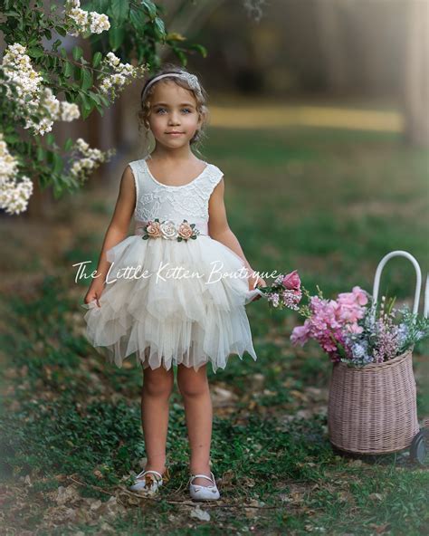 Tulle Flower Girl Dress Ivory Flower Girl Dress White Lace Flower