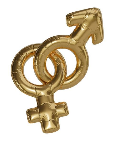 Golden Balloon With A Male And Female Gender Symbol Helium Gender Signs Balloons Stock