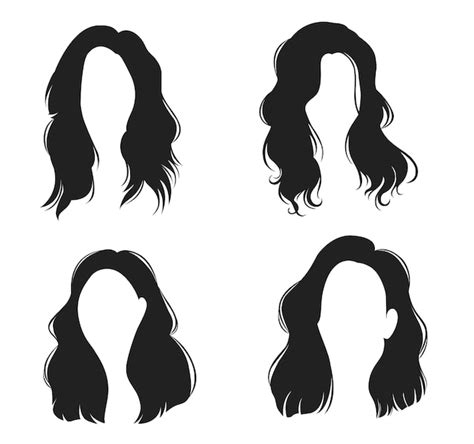 premium vector set of variety women s hairstyles vectors silhouettes