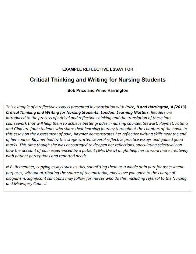Reflective Nursing Essay 8 Examples Format How To Write Pdf